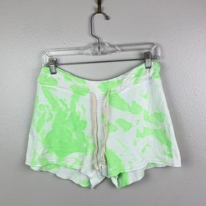 Sundry | Green Tie-Dye Cotton Shorts 1